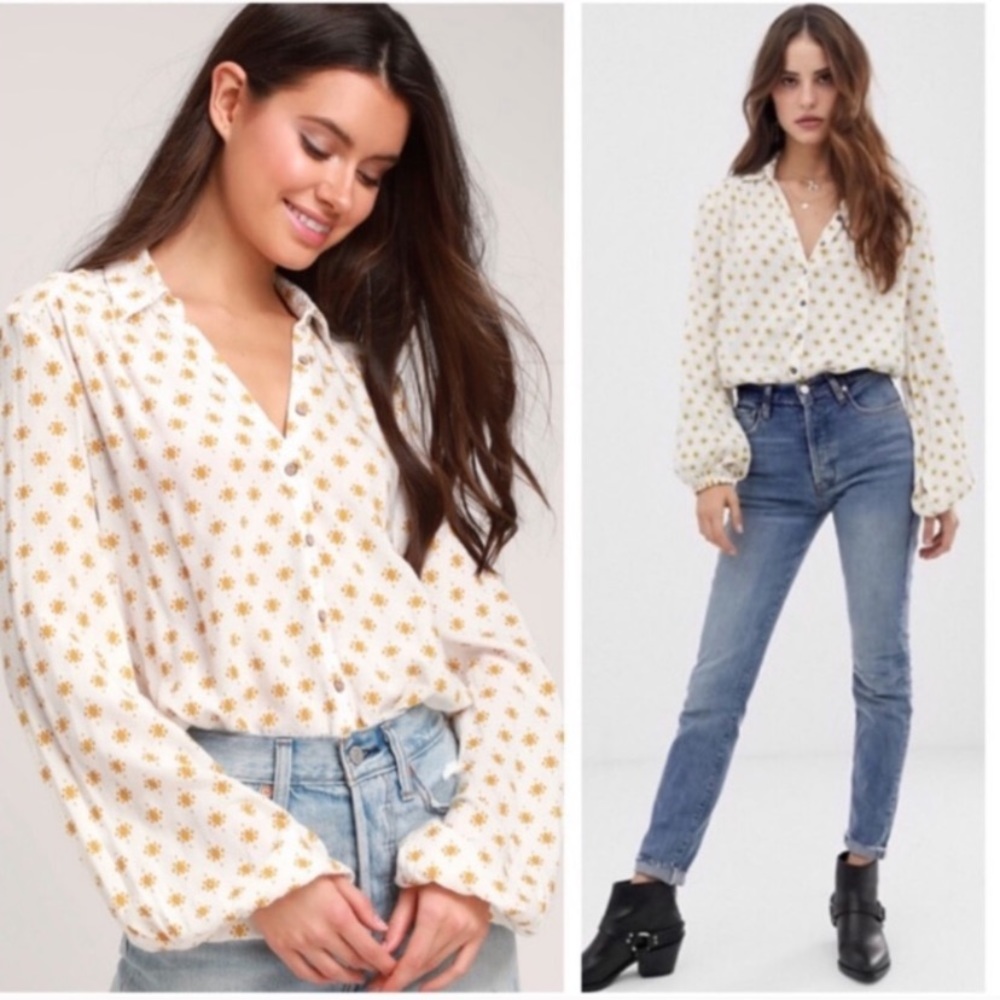 Free People Willow Button-down Shirt Bodysuit